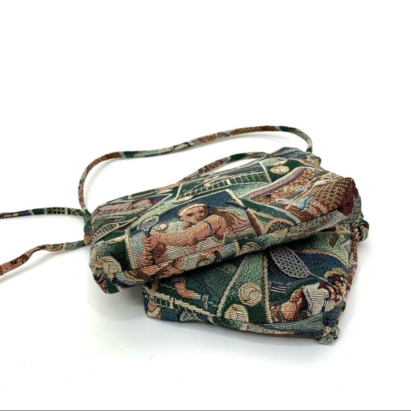 Dove Rare Vintage Two Piece Set Tennis Graphic Tapestry Crossbody Bag Purses - Picture 3 of 14